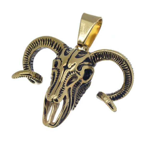 Edelstahlanhänger - Widderschädel PVD-Gold