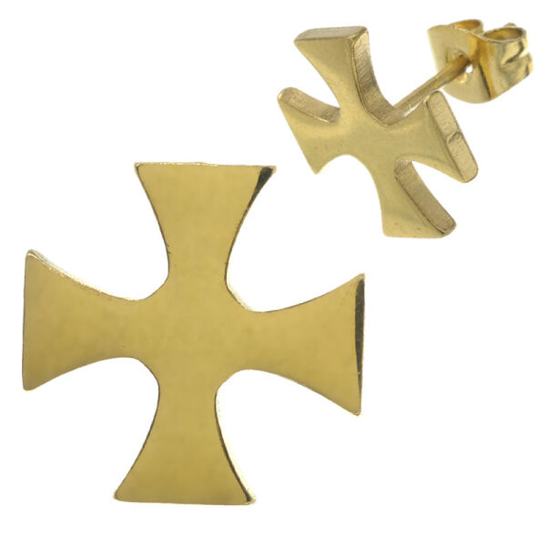 Edelstahlohrstecker - Tatzenkreuz PVD-Gold