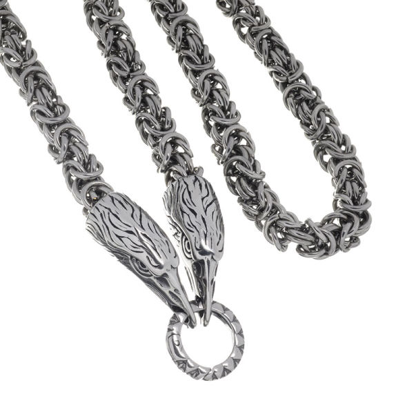 Stainless steel chain - lilies clipring "raven heads" 60 cm