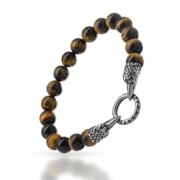 Tigerauge Armband mit Ring "Adlerköpfe"