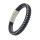 Echt Leder Armband - Schwarz geflochtene Multi Bänder und Edelstahl  Elementen