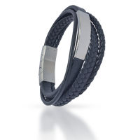 Genuine leather bracelet - black or brown - with...