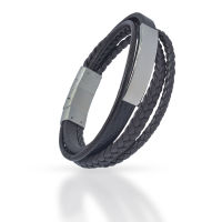 Genuine leather bracelet - black or brown - with...