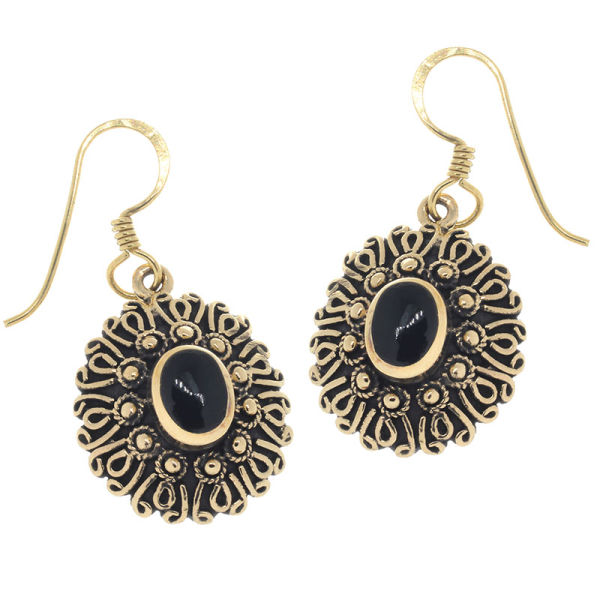 Ohrhänger aus Bronze mit Onyx