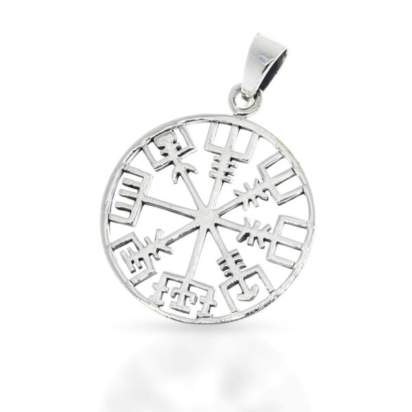 Vegvisir-Anhänger mit offenem Kreisrahmen aus 925er Silber