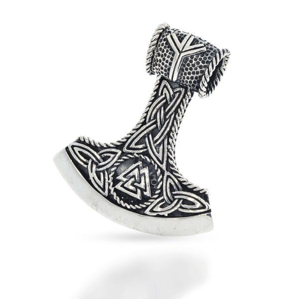 Thors Hammer with Triquetra and Triangle Knot in 925 Sterling Silver