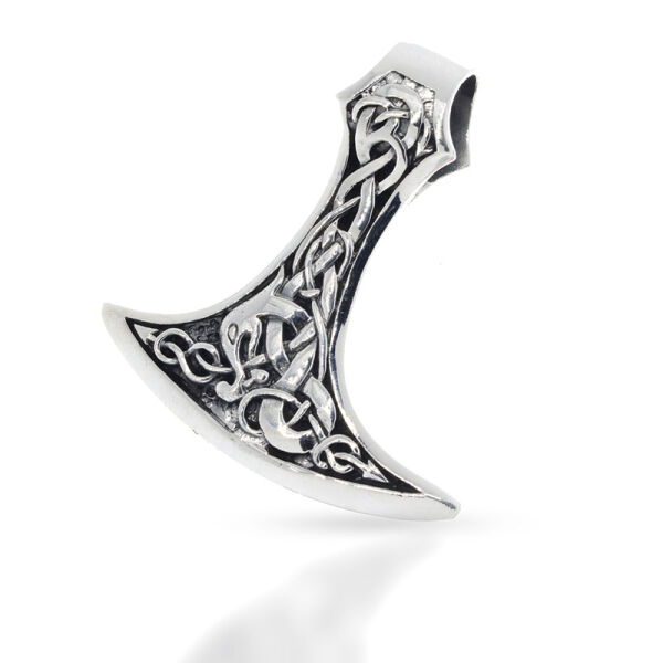 Mammen Axe Pendant with Flowing Scrollwork in 925 Sterling Silver