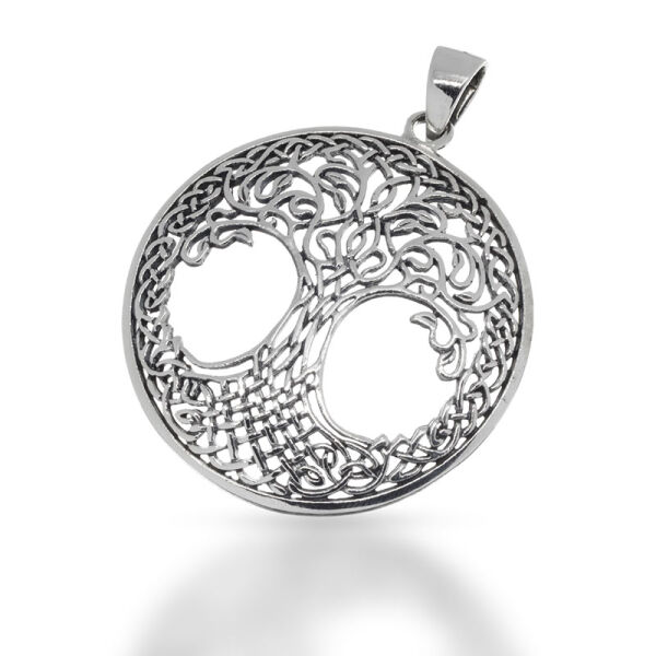 World Tree Pendant with Open Interlaced Canopy in 925 Sterling Silver