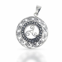 925 Sterling Silver Pendant - Triskele with Runes...