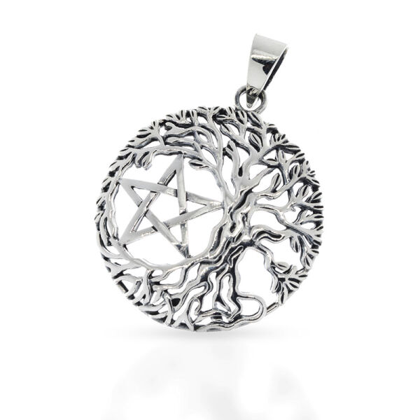 Tree of Life Pendant with Pentagram in 925 Sterling Silver