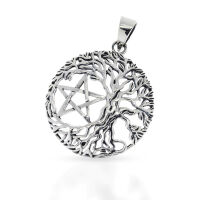 Tree of Life Pendant with Pentagram in 925 Sterling Silver