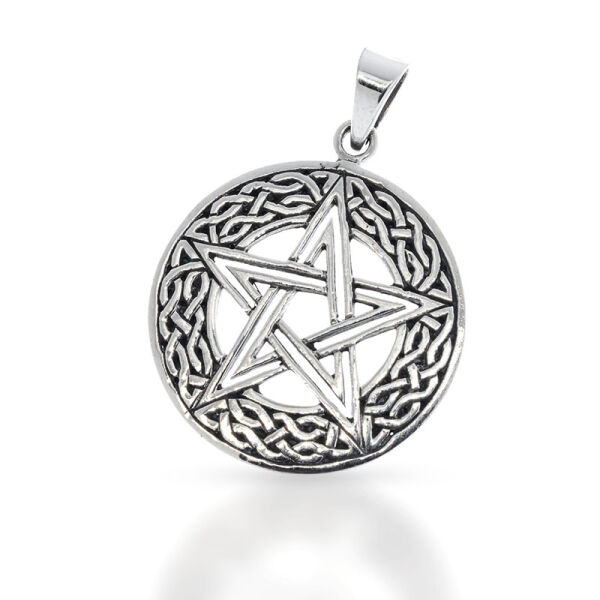 Pentagram Amulet with Encircling Interlace in 925 Sterling Silver