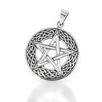 Pentagramm-Amulett mit umlaufendem Flechtband aus 925er...