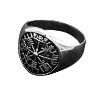 925 Sterling Silver Ring - Signet Ring/Vegvisir
