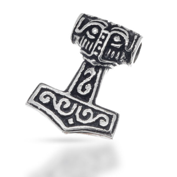 Thorshammer „Moyloran“ mit Maske und Spiralband aus 925er Silber
