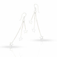 925 Sterling Silver Drop Earrings – Long Star...