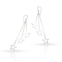 925 Sterling Silver Drop Earrings – Wide Star...