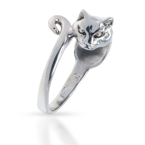 925 Sterling Silberring - Katze