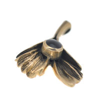 Bronzeanhänger - Blatt mit Stein Onyx