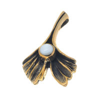 Bronzeanhänger - Blatt mit Stein Perlmut
