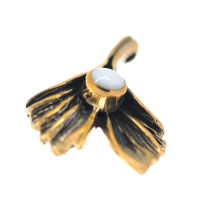 Bronzeanhänger - Blatt mit Stein Perlmut