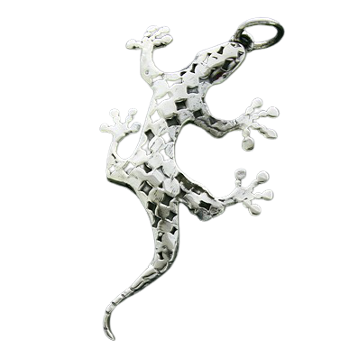 925 Sterling Silberanhänger - "Ben" - Salamander / Gecko / Eidechse