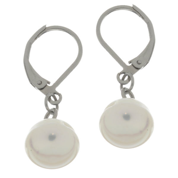 Edelstahlohrringe mit Süßwasserperle 8 mm