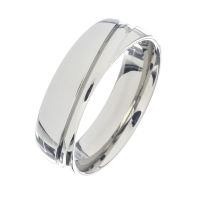 Edelstahlring - mit diagonalen Streifen, bombiert 6mm 64...