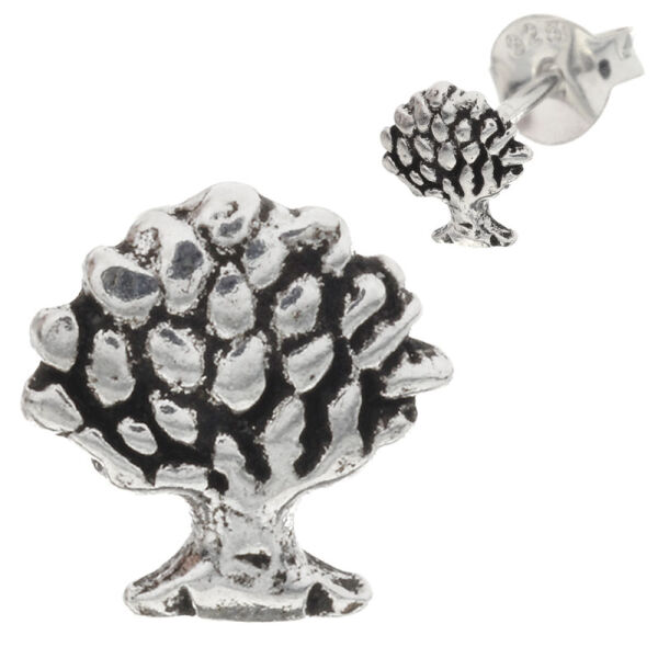 Silver Stud Earring - Tree