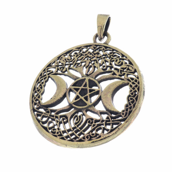 Bronzeanhänger - Lebensbaum mit Pentagramm und Monden