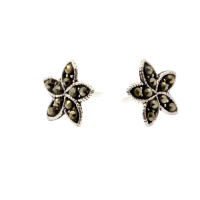 Silberohrschmuck - Blume mit Steinen