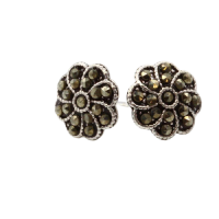 Silberohrschmuck - Blüte mit Steinen