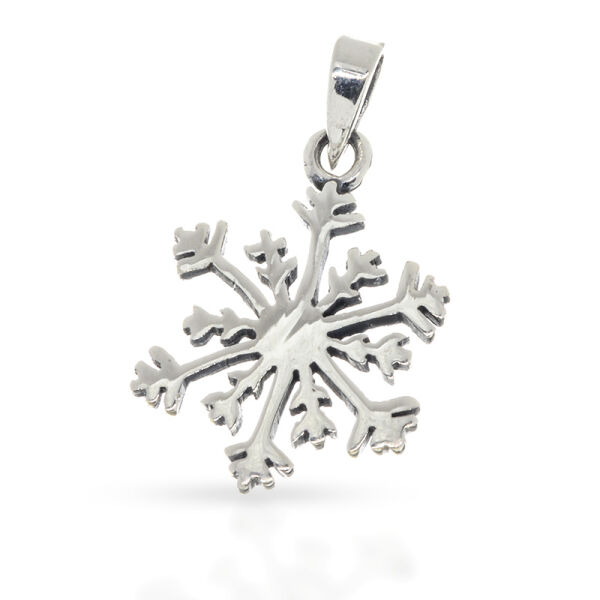 925 Sterling Silver Pendant – Snow Crystal with Branching Rays
