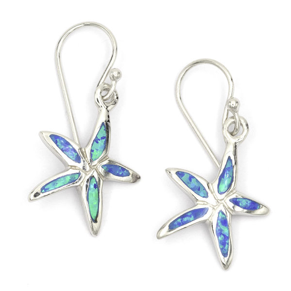 Starfish "Baía do Sancho" With Synthetic Opal - 925 Silver Earrings