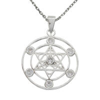 925 Sterling Silberanhänger - Silber Davidstern mit Glitzerstein