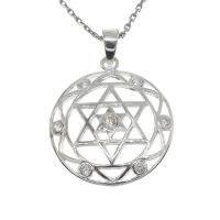 925 Sterling Silberanhänger - Davidstern mit Glitzersteinen
