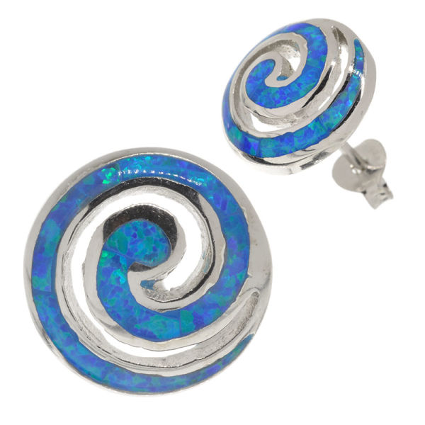 Poseidons Spiral "Grace Bay" With Synthetic  Opal - 925 Sterling Silver