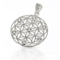 Flower of Life Pendant with Pale Decorative Stones in 925...