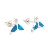 Small Fin "Playa Manuel Antonio" With Synthetic  Opal - 925 Silver Earrings