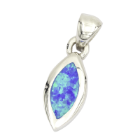 925 Sterling Silberanhänger - Auge des Meeres "Radhanagar Beach" mit synthetischem Opal