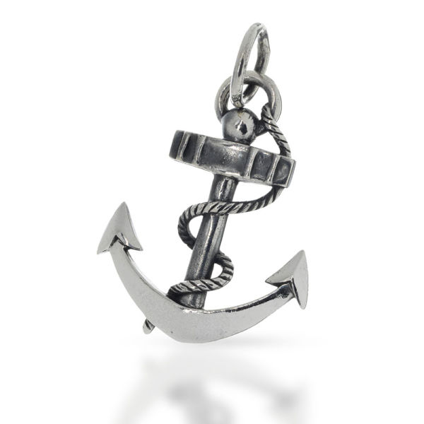925 Sterling Silberanhänger - Seemannsanker mit Schiffseil