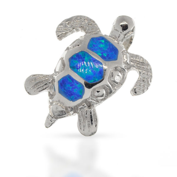 925 Sterling Silberanhänger - Schildkröte "Santa Monica" mit synthetischem Opal