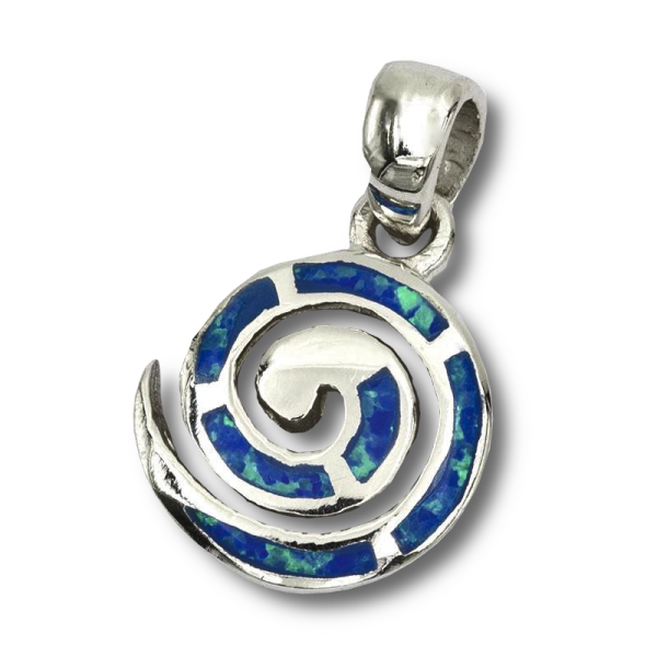 925 Sterling Silver Pendant - Undinespiral "Tree Bay" with Synthetic Opal