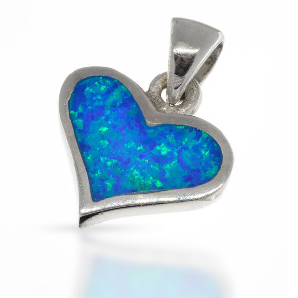 925 Sterling Silberanhänger - Herz des Meeres "Hurghada" mit synthetischem Opal