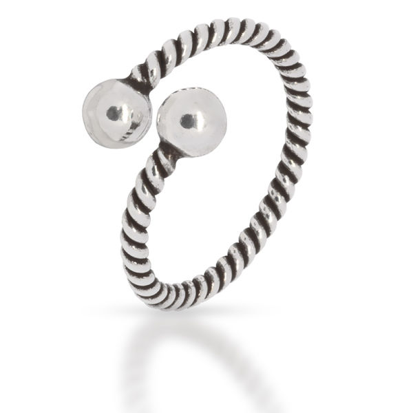 925 Sterling silver ring - spiral with silver beads