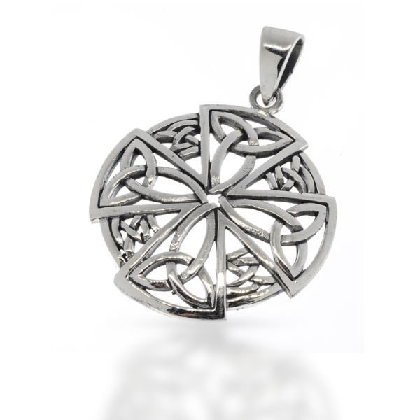 925 Sterling Silberanhänger - Trinity Knoten im Keltischen Kreuz