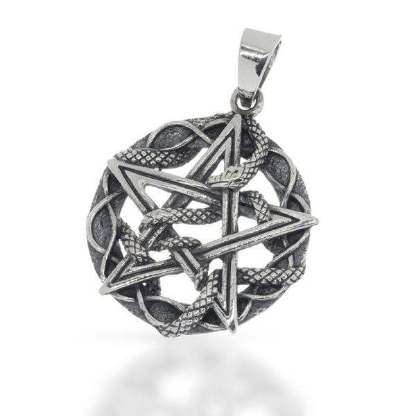 925 Sterling Silberanhänger - Schlangen - Pentagramm