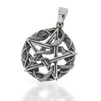 Schlangen-Pentagramm mit Schuppenrelief aus 925er Silber