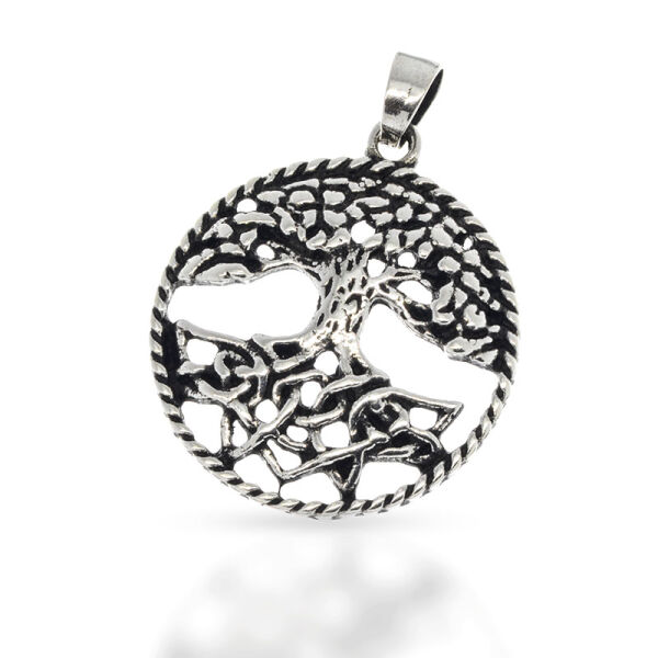 World Tree Pendant with Dense Root Knot in 925 Sterling Silver