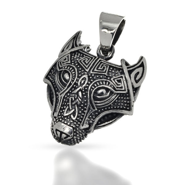 925 Sterling Silberanhänger - Keltischer Wolfskopf